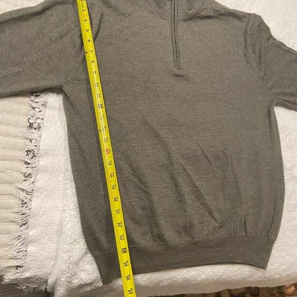 Olive Green 100% Italian Sheep Wool Sweater, Sz M - Picture 14 of 15